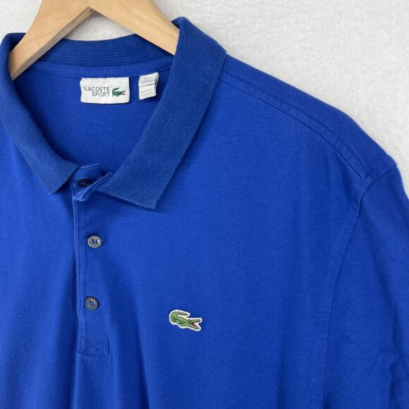 LACOSTE Shirt Mens 7 2XL SPORT Polo Golf Short Sleeve Jersey Cotton Blue - Picture 1 of 13